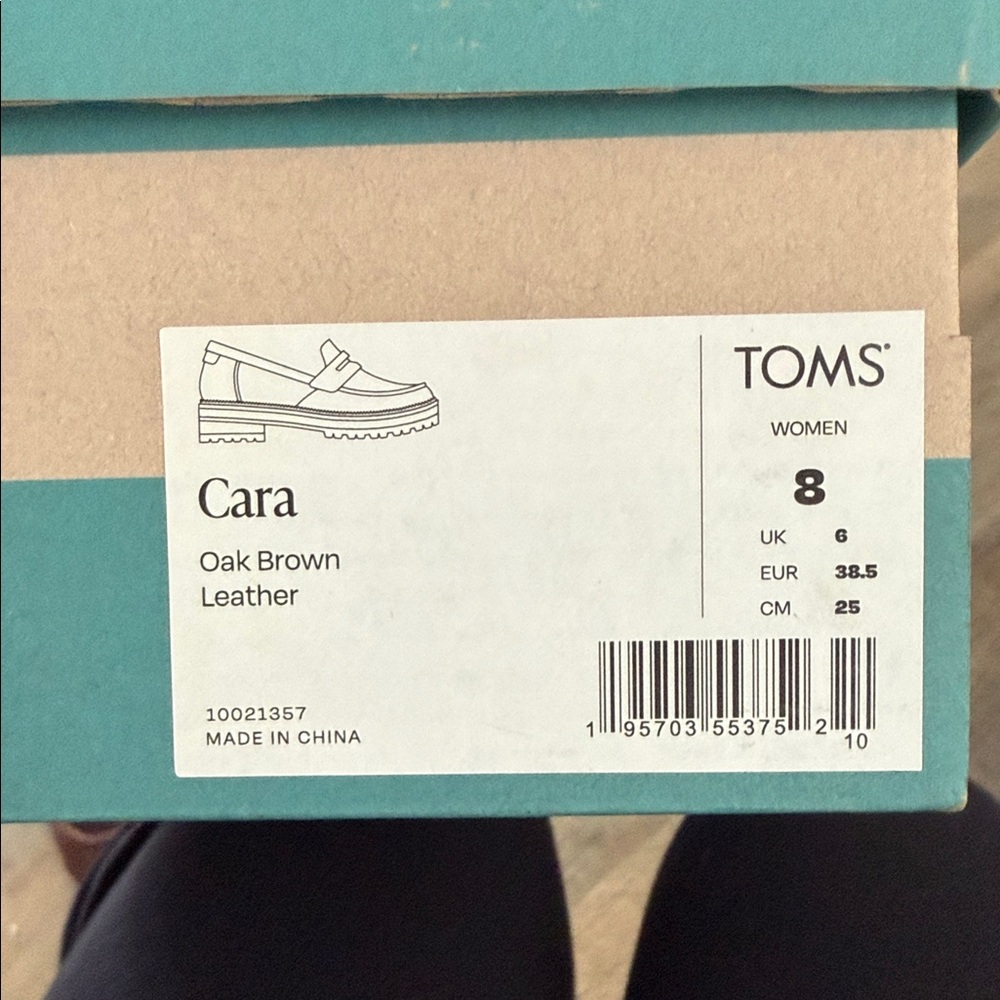 TOMS Brown Leather Lug-Sole Penny Loafers - Picture 6 of 6